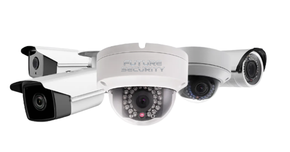 A range of professional security cameras: dome, turret, and bullet styles